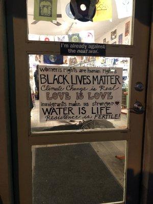 Cool solidarity sign at door