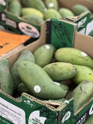 $4.99 a box for Thai green mangoes.