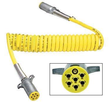 15ft, 7-Way ISO Yellow Electrical Coil Assembly