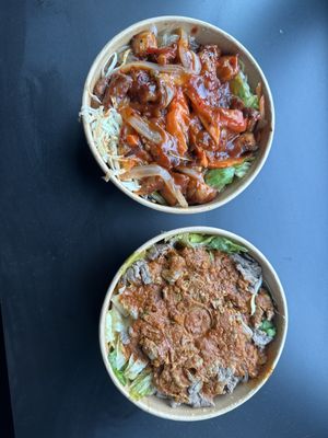 Ugly Cup - Bap - spicy chicken on top, bulgogi on the bottom