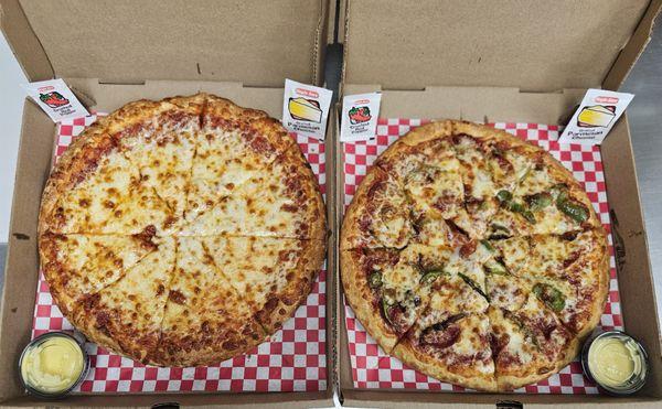 Combo Deal #2: 2 medium 2 topping pizzas.