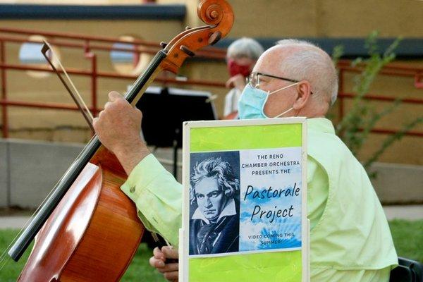 Rehearsing in the time of coronavirus! The Reno Chamber Orchestra, summer 2020.