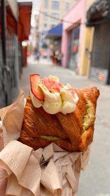 Strawberry matcha croissant