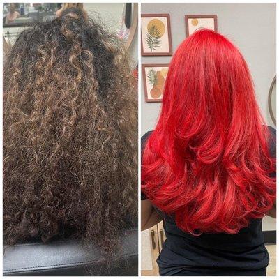 Before/After - Color, Long Layers, and Blowout done by Jamie Galati 702-266-6996