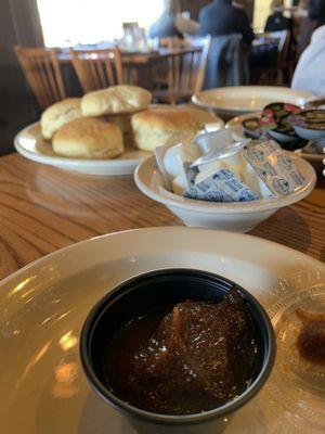 Homemade biscuits and apple butter