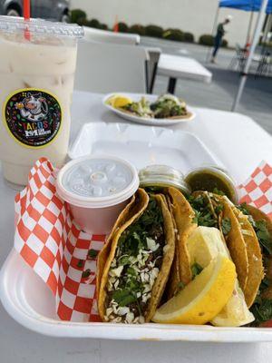 Quesabirria tacos and a horchata