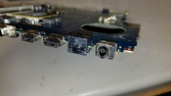 Broken power jack on. Samsung laptop