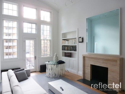 Our Reflectel Mirror-TV turns heads in this beautiful NYC apartment.