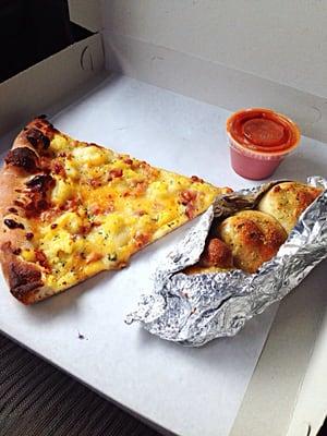 Cheese potato bacon pizza