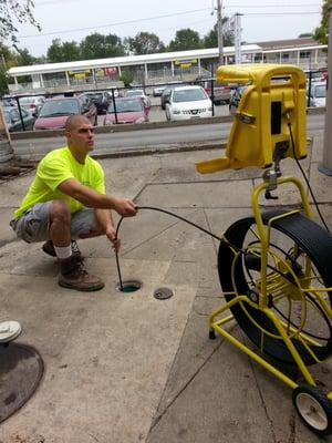 Co-owner, Eric - getting his hands dirty and working on a Skokie sewer project.