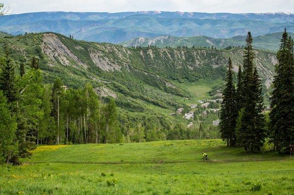 Snowmass Village, great place to ride your Gene Taylors rental bike.