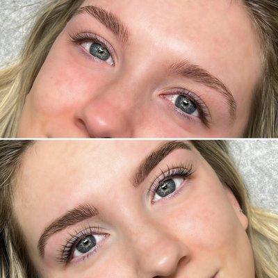 Look at this beautiful brow and lash transformation by our in-house esthetician. Follow us on Instagram @cosmic.nails.official