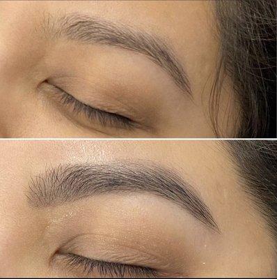 Eye brow tinting before & after.