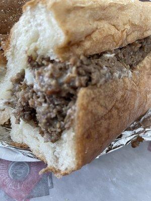 Steak & Cheese with American cheese & mayo. Yum!