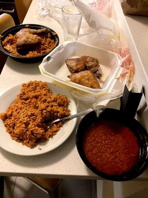 Jollof with plantain & Chicken (Extra Chicken) $23 Enough food for 2