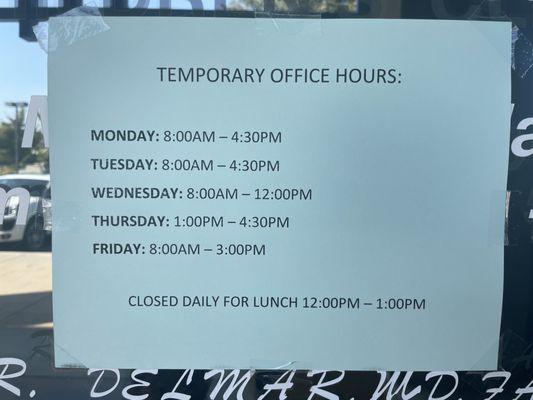 Temporary Office Hours