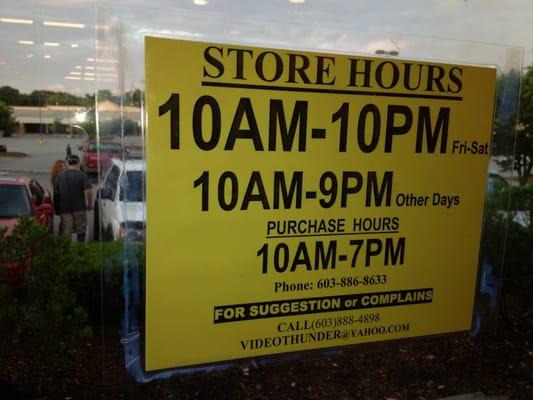 New store hours