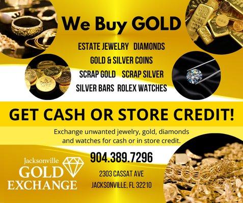 We Buy Gold. Get CASH or Store Credit!