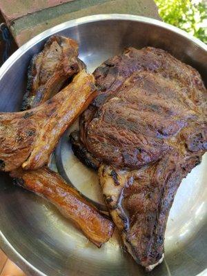 Lamb chops and rib eye