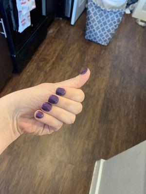 Purple sns dip manicure