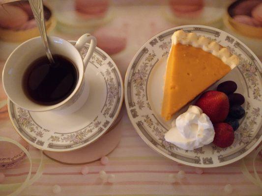 This is their sweet potato pie. It is so SWEET and YUMMY and THICK like a pie should be! I have to get a little fancy eating it :)