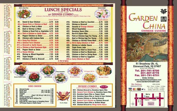 Garden China Menu