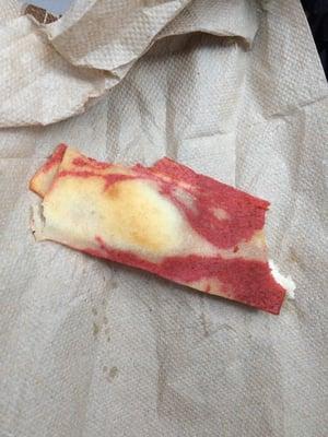 Beggin Strip dog treat? This can't possibly be bacon in a cooked form.