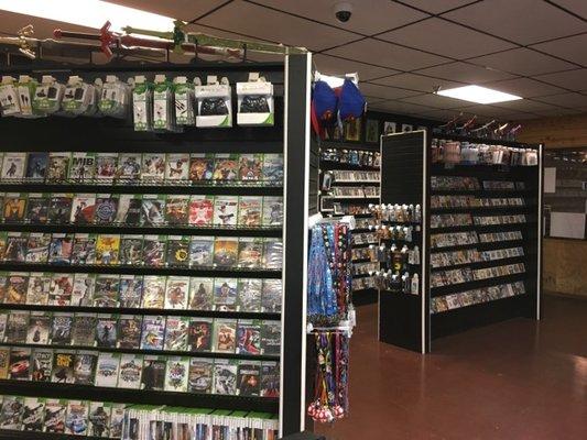 Tons of games and tons of video game and anime merch...