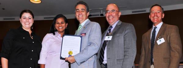 Accepting Our Green Business Award from Santa Clara County