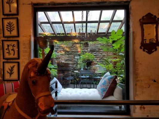 A view of the garden decor space.