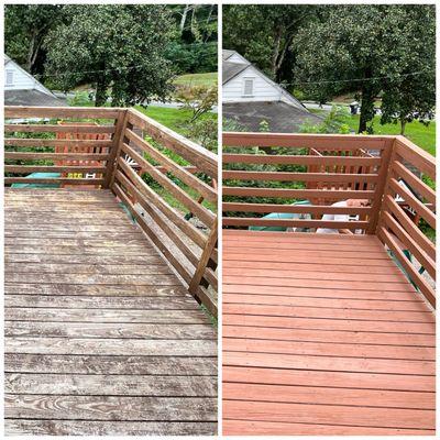 Deck cleaning and staining