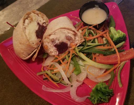 Thanksgiving Turkey Wrap with vegetables.