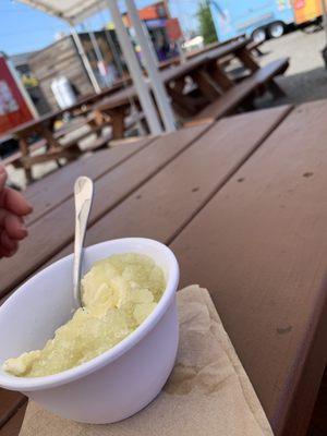 amazing! House made custard with vanilla bean & apple celery granita