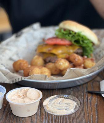 DOUBLE BACON BURGER + FRIED CHEESE CURDS