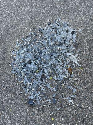 Shattered glass left in road by Home Depot delivery drivers all swept up by me