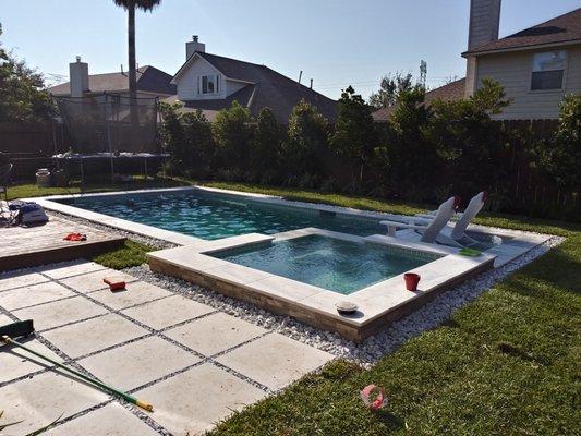 New pool installation. Provide landscape and hardscape for aesthetics and personal enjoyment.