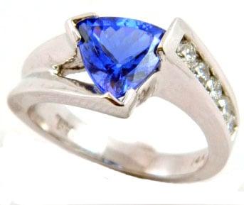 Trilllion Cut Tanzanite & Diamond Ring