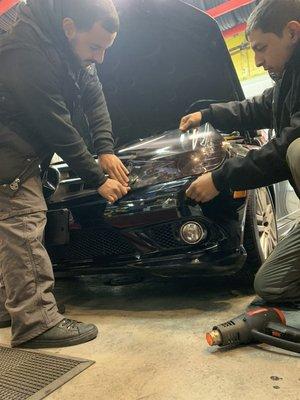 Wrapping headlights smoke black