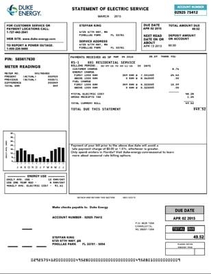 Two of my electric bills a year apart