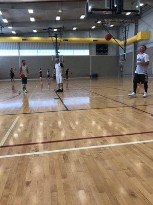 Warm-ups for the Summer Hoops League.