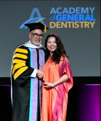 Dr. ChauLong Nguyen Receiving Lifelong Learning & Service Recognition Award at AGD Convocation. Less than 0.3% dentists have earned LLSR!