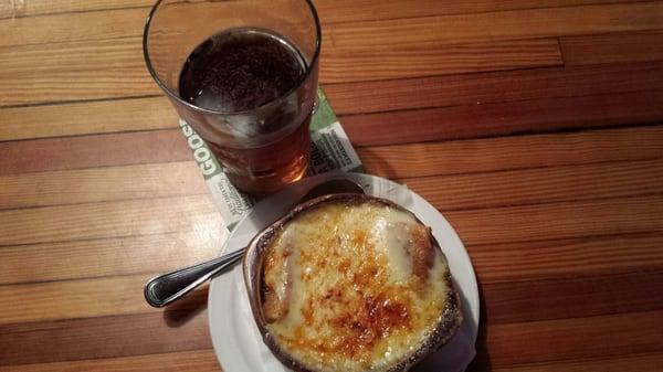 Tasty french onion soup.