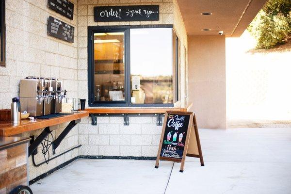 Traditional coffee and frappuccino-type beverages on Sunday mornings before and after services.