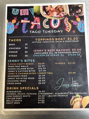 Taco Tuesday Menu