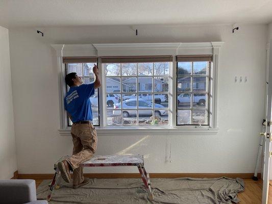 Interior view of Milgard Tuscany series window with colonial flat grids.