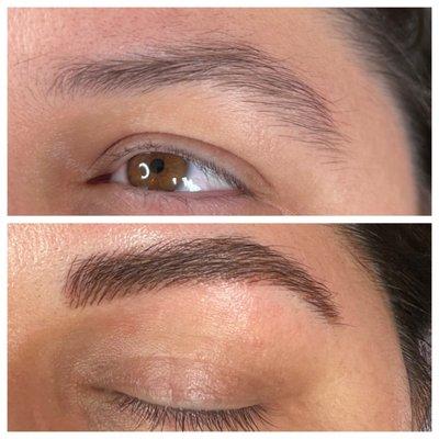 Natural combo brow.  Microblading and shaded