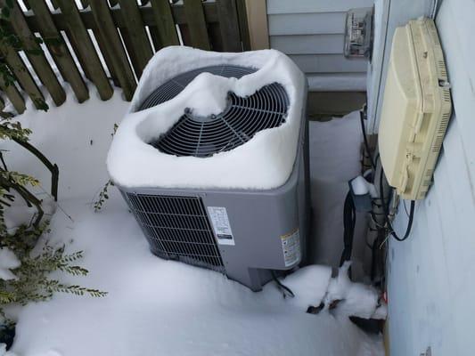 Air unit fit on existing rack 2' off the ground.  DC great blizzard January, 2016