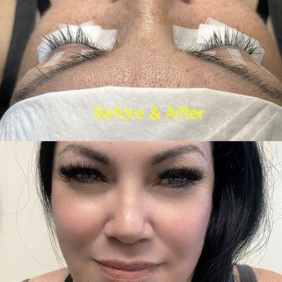 Volume lashes before and after #dtla