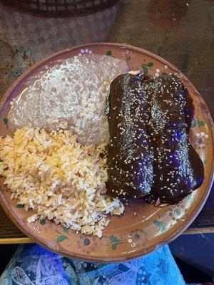 Lunch Chicken enchiladas Mole.