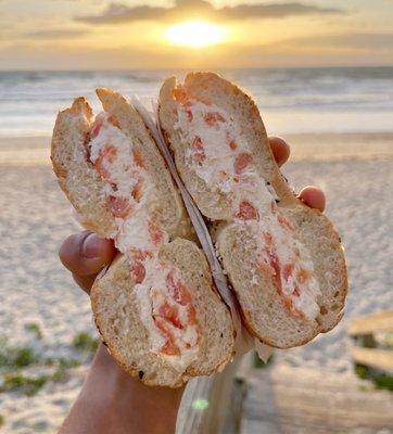 Everything bagel with lox spread